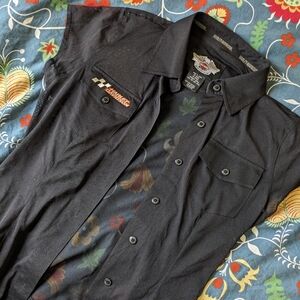 Halloween Harley Davidson Costume Mesh Sexy Short Sleeve Shirt